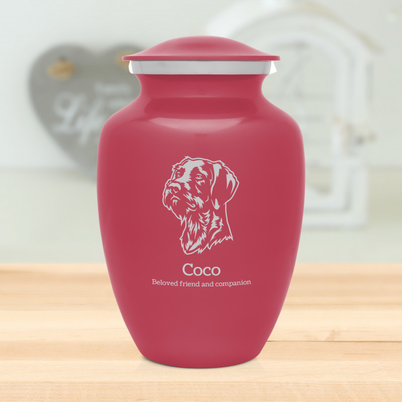 Large German Shorthaired Pointer Dog Cremation Urn - Rose Pink