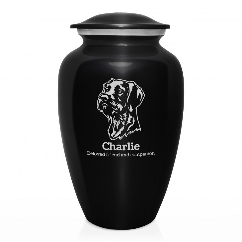 Extra Large German Shorthaired Pointer Pet Cremation Urn - Jet Black