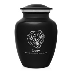 Small Dachshund Dog Cremation Urn - Jet Black