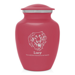 Small Dachshund Dog Cremation Urn - Rose Pink