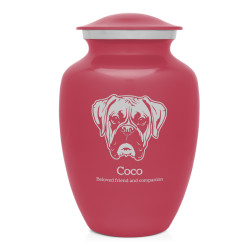 Large Boxer Pet Cremation Urn - Rose Pink