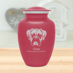 Large Boxer Pet Cremation Urn - Rose Pink