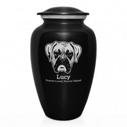 Extra Large Boxer Pet Cremation Urn - Jet Black