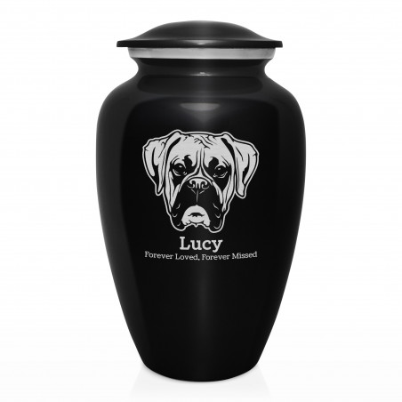 Extra Large Boxer Pet Cremation Urn - Jet Black