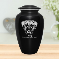 Extra Large Boxer Pet Cremation Urn - Jet Black