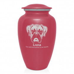 Extra Large Boxer Pet Cremation Urn - Rose Pink
