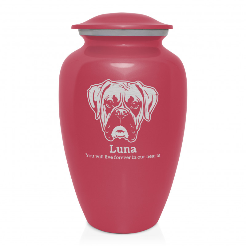 Extra Large Boxer Pet Cremation Urn - Rose Pink