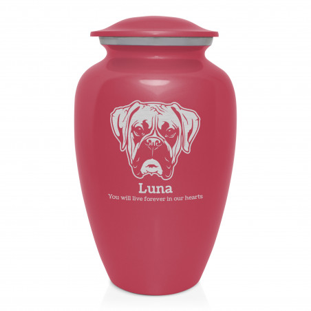 Extra Large Boxer Pet Cremation Urn - Rose Pink