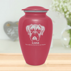 Extra Large Boxer Pet Cremation Urn - Rose Pink