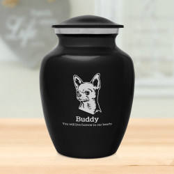 Small Chihuahua Pet Cremation Urn - Jet Black