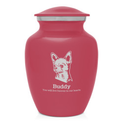 Small Chihuahua Pet Cremation Urn - Rose Pink