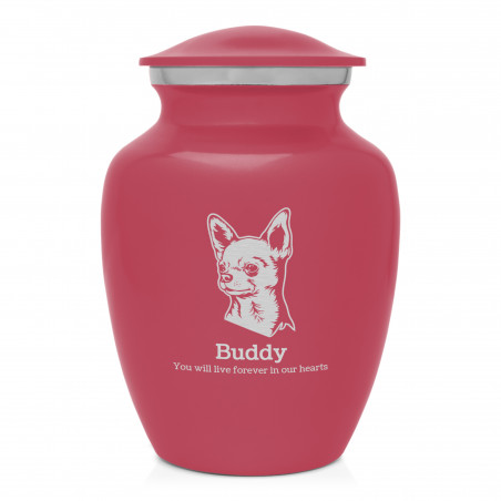 Small Chihuahua Pet Cremation Urn - Rose Pink