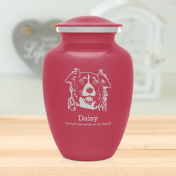 Large Border Collie Pet Cremation Urn - Rose Pink