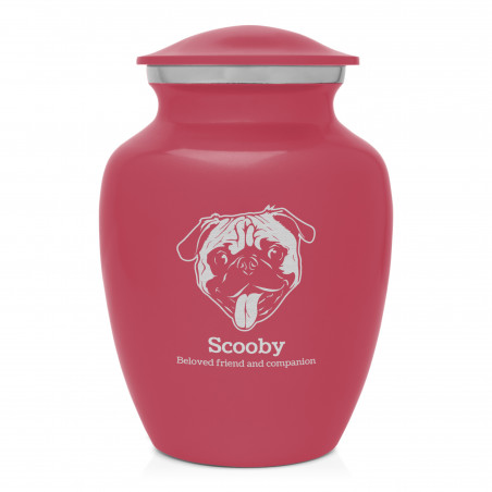 Small Pug Pet Cremation Urn - Rose Pink