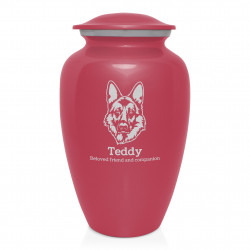 Extra Large German Shepherd Pet Cremation Urn - Rose Pink