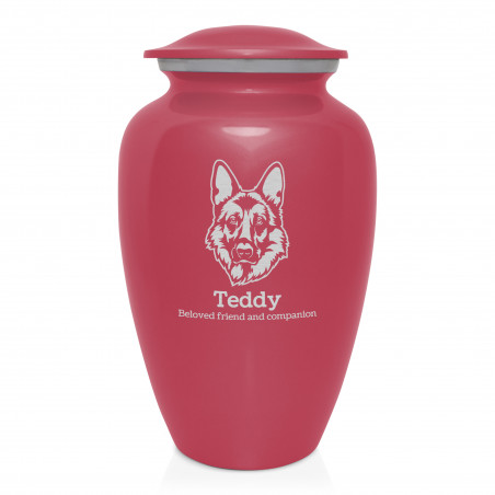 Extra Large German Shepherd Pet Cremation Urn - Rose Pink