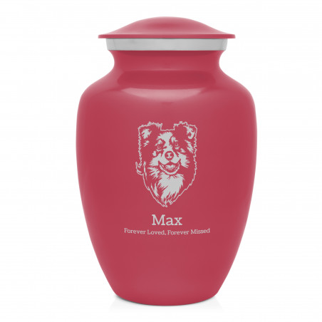 Large Australian Shepherd Pet Cremation Urn - Rose Pink