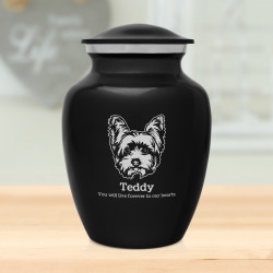 Small Yorkshire Terrier Dog Cremation Urn - Jet Black