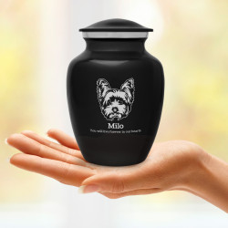 Small Yorkshire Terrier Dog Cremation Urn - Jet Black