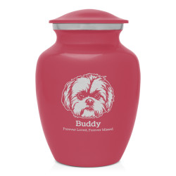 Small Shih Tzu Pet Cremation Urn - Rose Pink