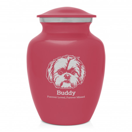 Small Shih Tzu Pet Cremation Urn - Rose Pink