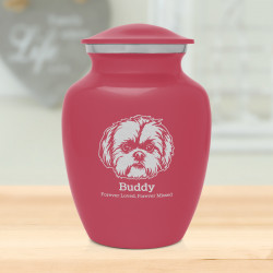 Small Shih Tzu Pet Cremation Urn - Rose Pink