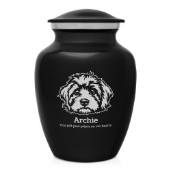 Small Cavapoo Pet Cremation Urn - Jet Black