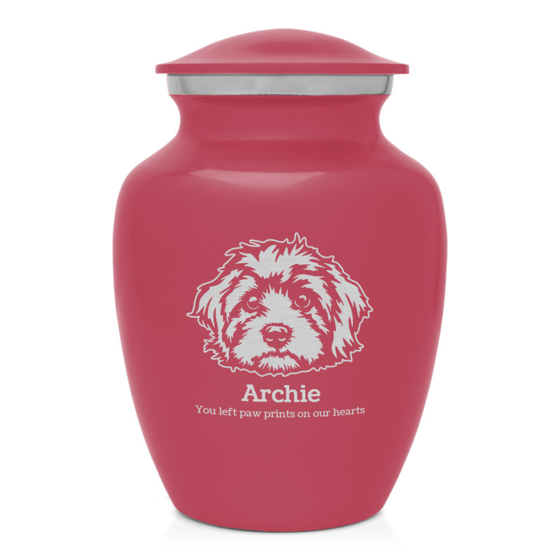 Small Cavapoo Pet Cremation Urn - Rose Pink