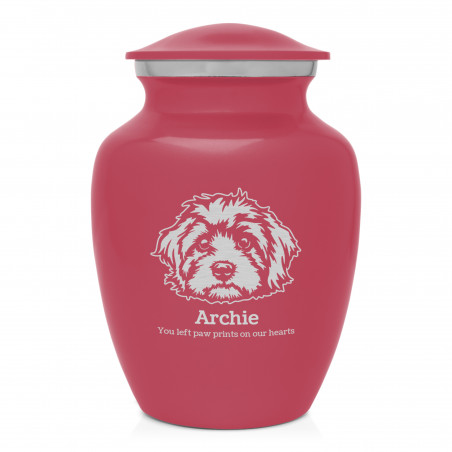 Small Cavapoo Pet Cremation Urn - Rose Pink
