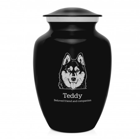 Large Husky Pet Cremation Urn - Jet Black
