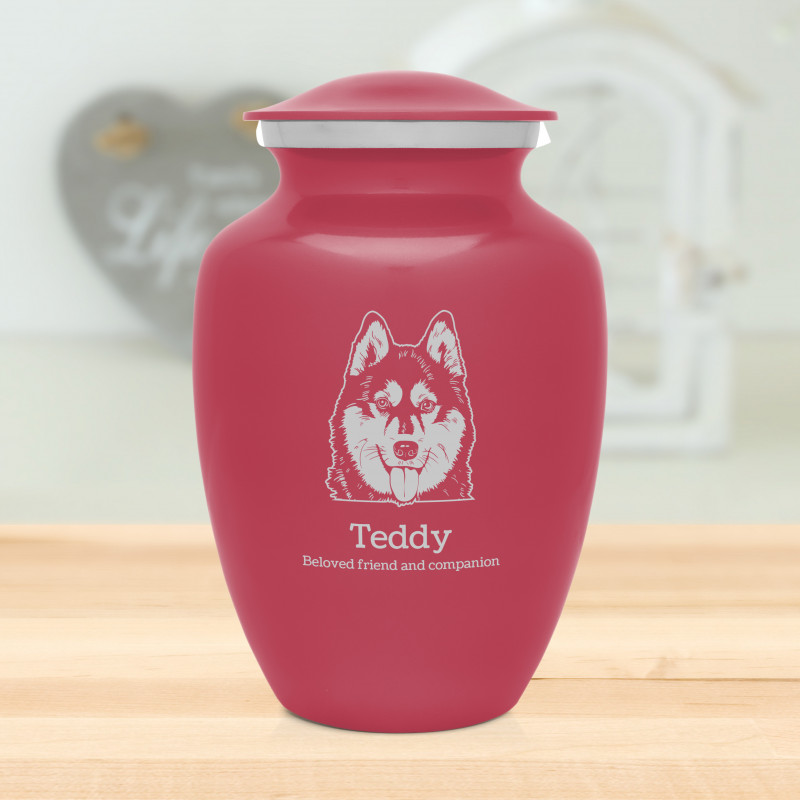 Large Husky Dog Cremation Urn - Rose Pink