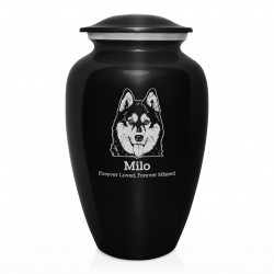 Extra Large Husky Pet Cremation Urn - Jet Black