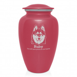 Extra Large Husky Pet Cremation Urn - Rose Pink