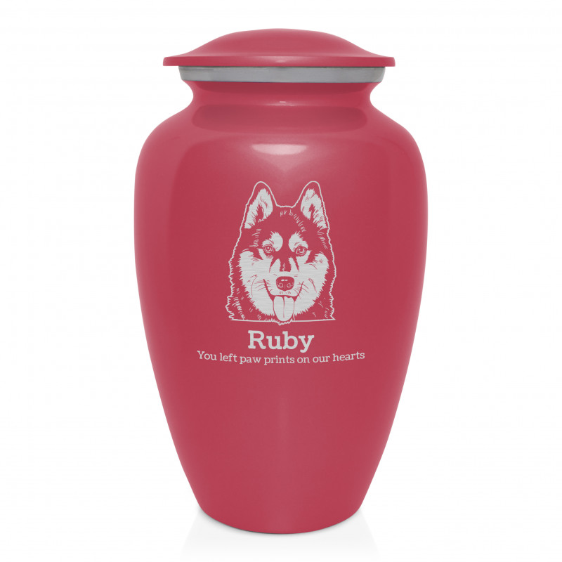 Extra Large Husky Pet Cremation Urn - Rose Pink