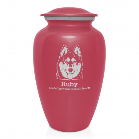 Extra Large Husky Pet Cremation Urn - Rose Pink