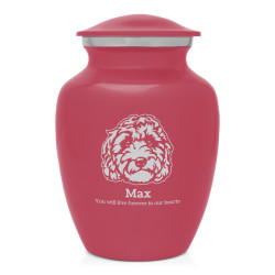 Small Labradoodle Pet Cremation Urn - Rose Pink