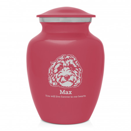 Small Labradoodle Pet Cremation Urn - Rose Pink