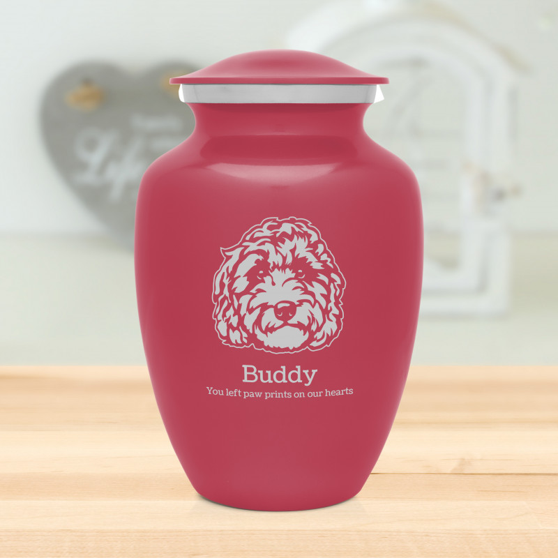 Large Labradoodle Dog Cremation Urn - Rose Pink