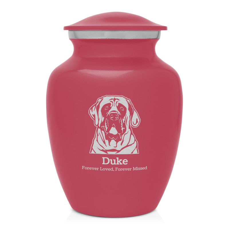 Small English Mastiff Pet Cremation Urn - Rose Pink