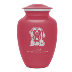Large English Mastiff Pet Cremation Urn - Rose Pink