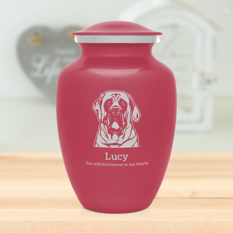 Large English Mastiff Dog Cremation Urn - Rose Pink