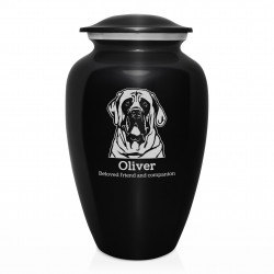 Extra Large English Mastiff Pet Cremation Urn - Jet Black
