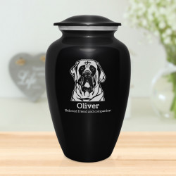Extra Large English Mastiff Pet Cremation Urn - Jet Black