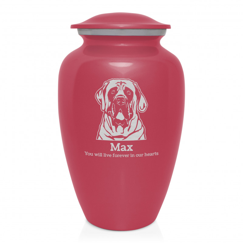 Extra Large English Mastiff Pet Cremation Urn - Rose Pink