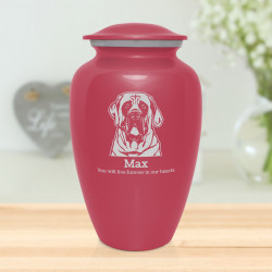 Extra Large English Mastiff Pet Cremation Urn - Rose Pink