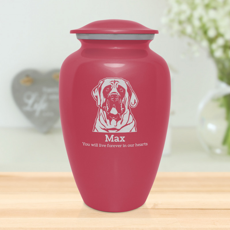 Extra Large English Mastiff Dog Cremation Urn - Rose Pink
