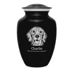 Large Beagle Pet Cremation Urn - Jet Black