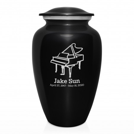 Piano Cremation Urn - Jet Black