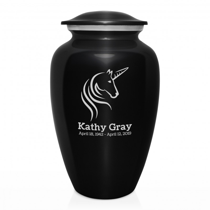 Unicorn Cremation Urn - Jet Black