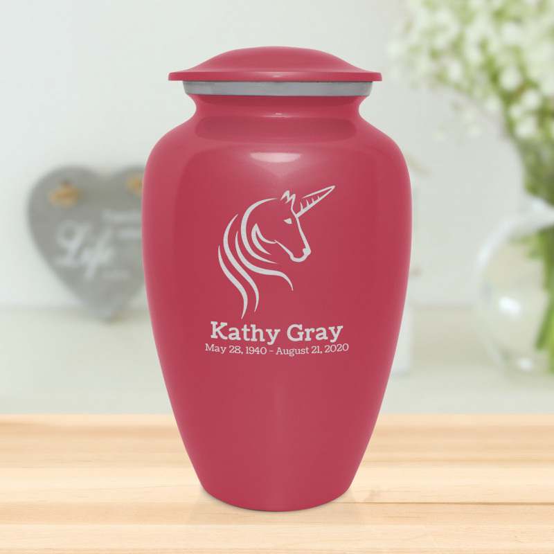 Unicorn Cremation Urn - Rose Pink